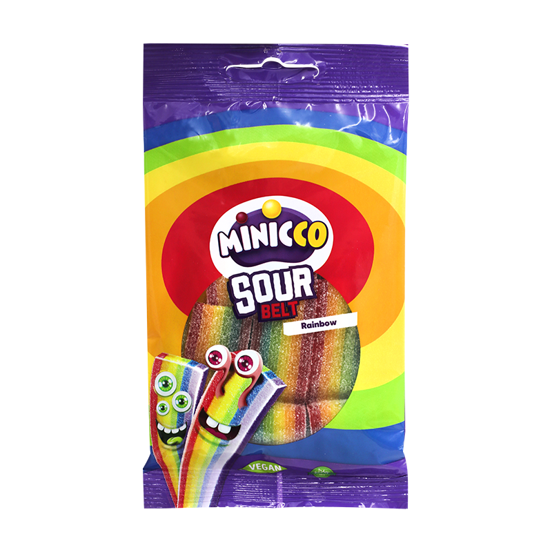 Minicco Rainbow Tutti Frutti Sour Belt Vegan (12x70g) - Quecan