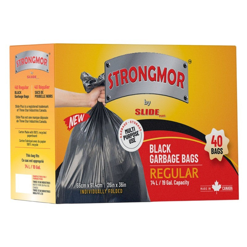 Strong more Garbage Bags Single Fold Clear 26"X36"(40 Bags) - Quecan