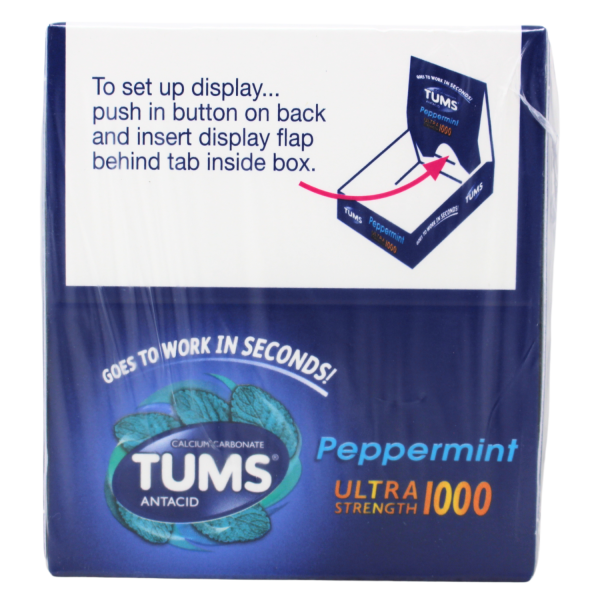 Tums (12Pk X 8Ct) Chewable  Ultra Str. 1000 ANTACID PEPPERMINT - Quecan