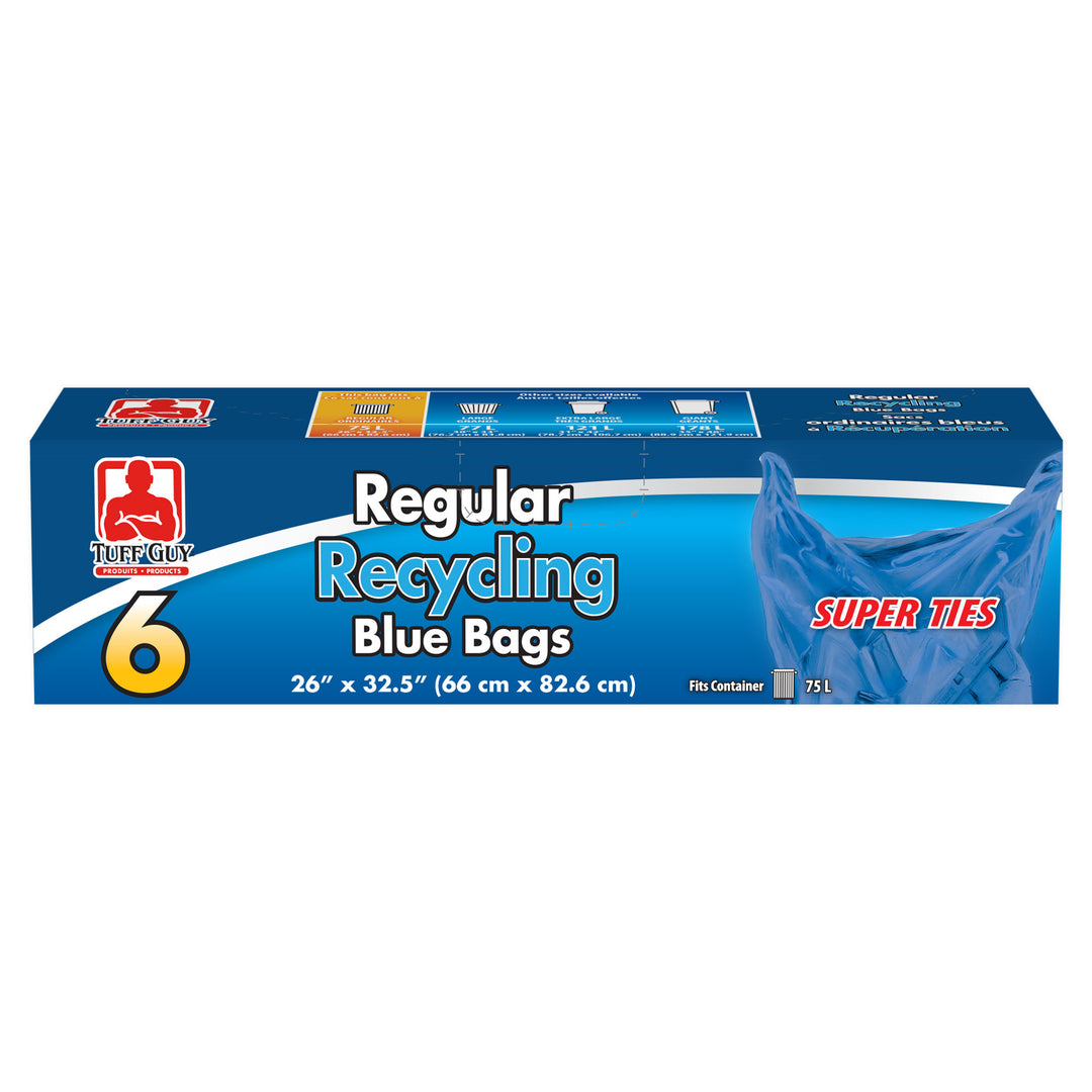 TUFF GUY Regular Recycling Blue Bags ( Box of 6 ) - Quecan