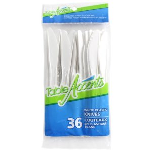 Table Accents 36 White Plastic Knives - Quecan