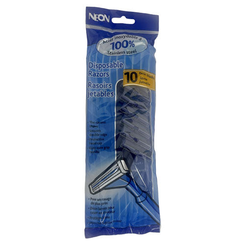 Neon Disposable Razors Blue (10 Twin Blades) - Quecan