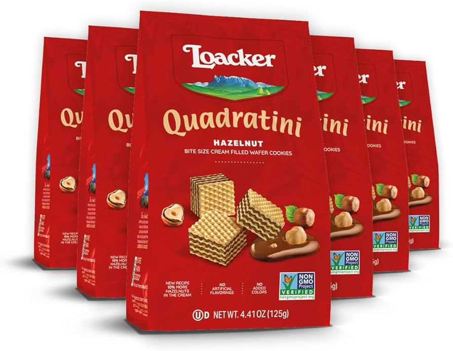 Loacker Quadratini Hazelnut Wafer Cookies, 125 g - Quecan