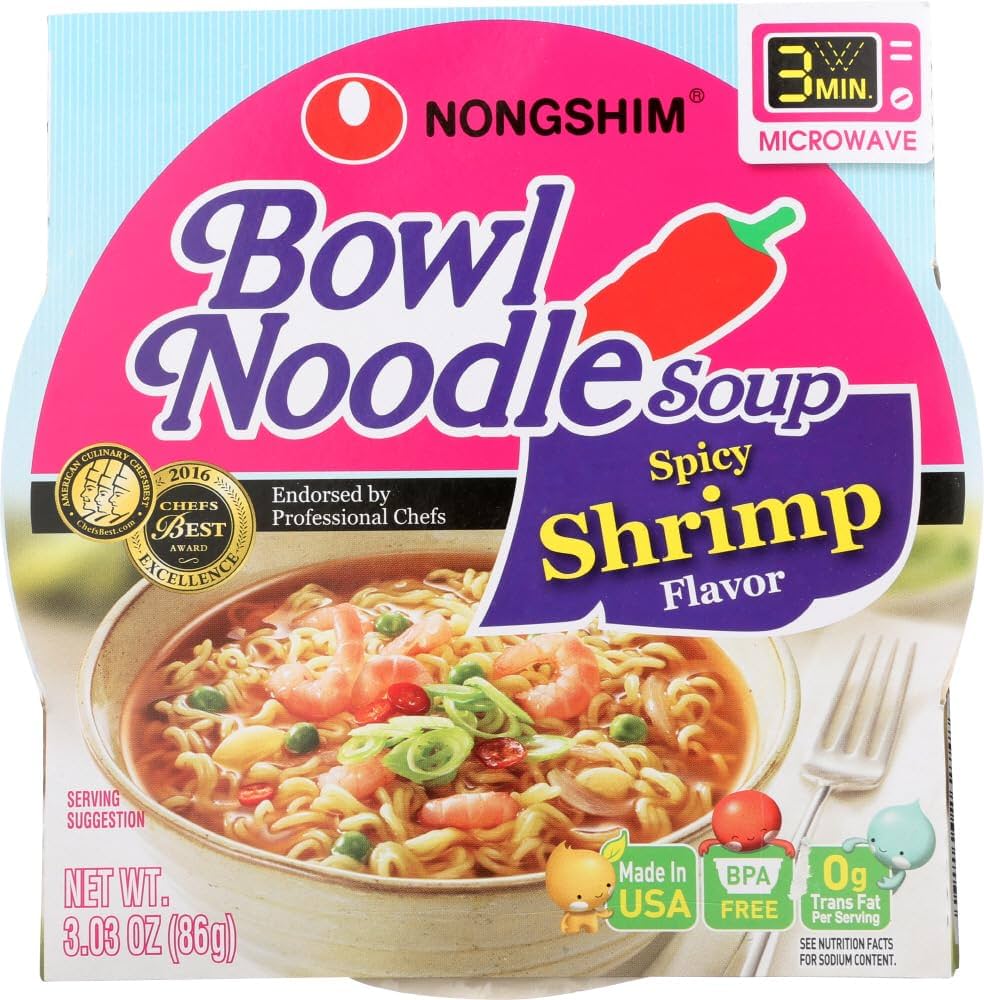 Nongshim Spicy Shrimp Noodle Bowl Soup (12x86g) - Quecan