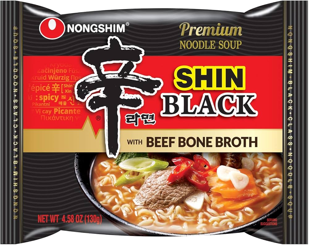 Nongshim Premium Shin Black With Beef Bone Broth Bags (4 x 4 130g) - Quecan