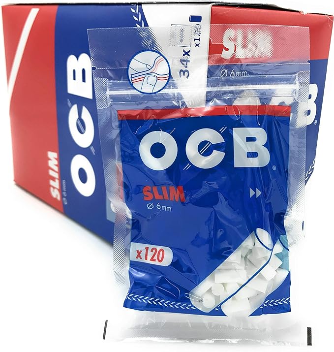 OCB Slim - Filter Tips (Box of 34 Bags) - Quecan