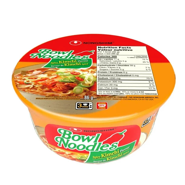 Nongshim Spicy kimchi Bowl Noodle Soup (12 x 86g) - Quecan