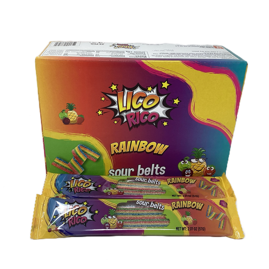 Lico Rico Sour Belt Candy (Box of 24) - Quecan