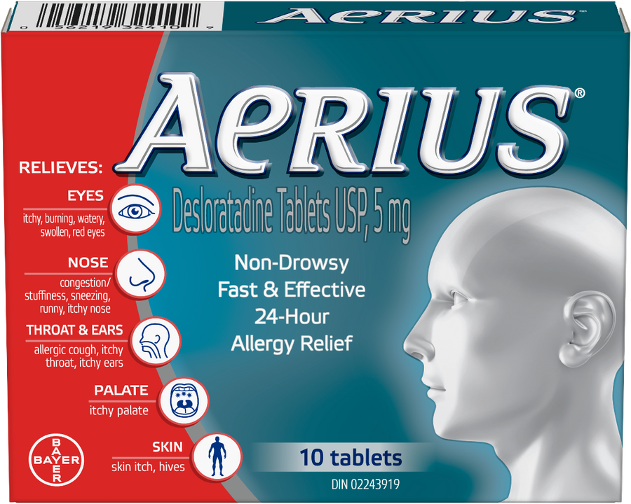 Aerius Desloratadine Tablets USP, (5mg 10ct) - Quecan