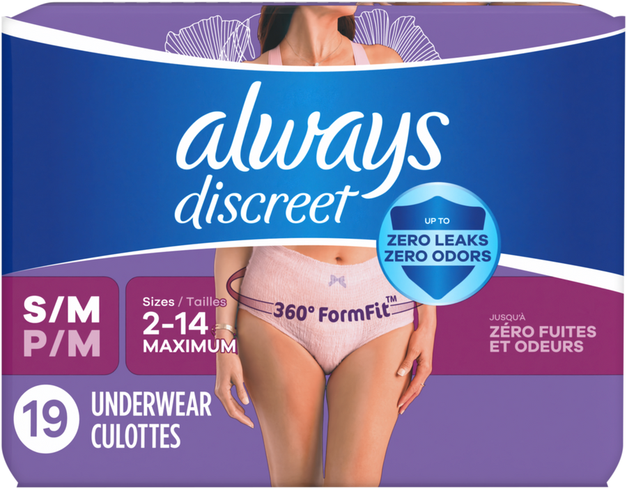 Always Discreet Small Medium Sizes 2-14 Maximum Underwear (19PCS) - Quecan