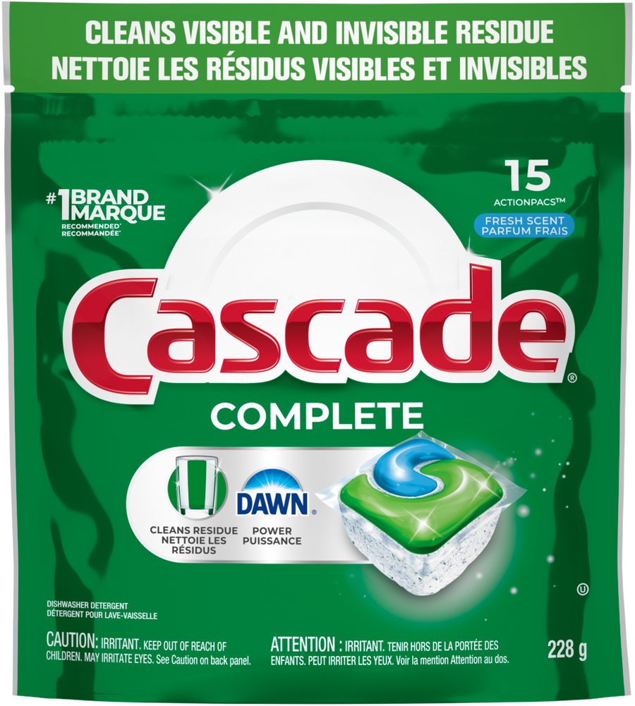 Cascade Complete Fresh Scent Dishwasher Detergent (15ct) - Quecan