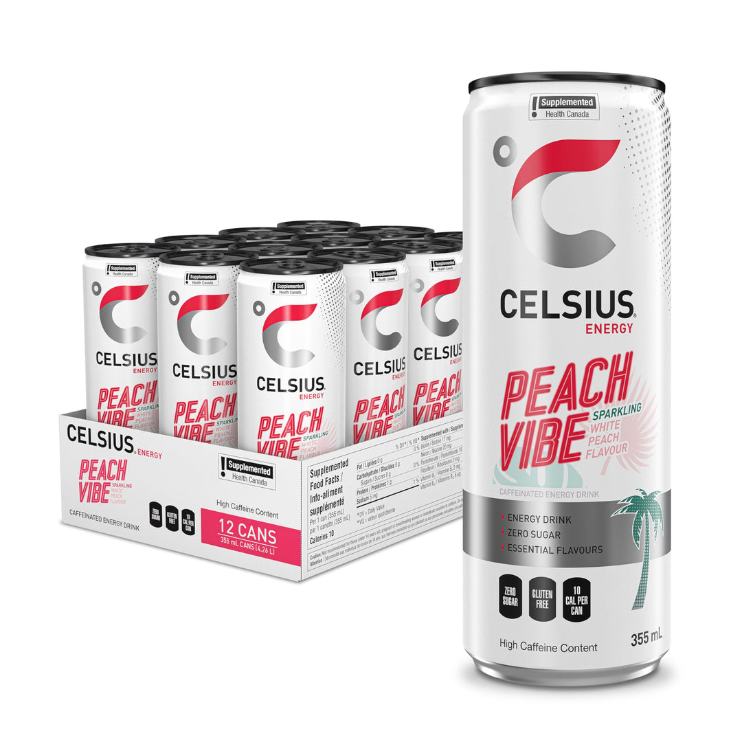 Celsius Energy Drink - Peach Vibe (12 x 355mL) (Can Dep.) - Quecan