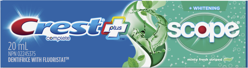 Crest Complete Plus Whitening Scope Minty Fresh Striped Dentifrice with Fluoristat 20mL - Quecan