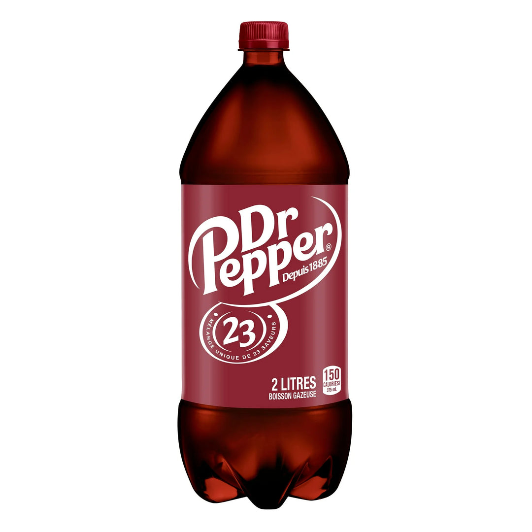 Dr Pepper bottle with red label on a white background
