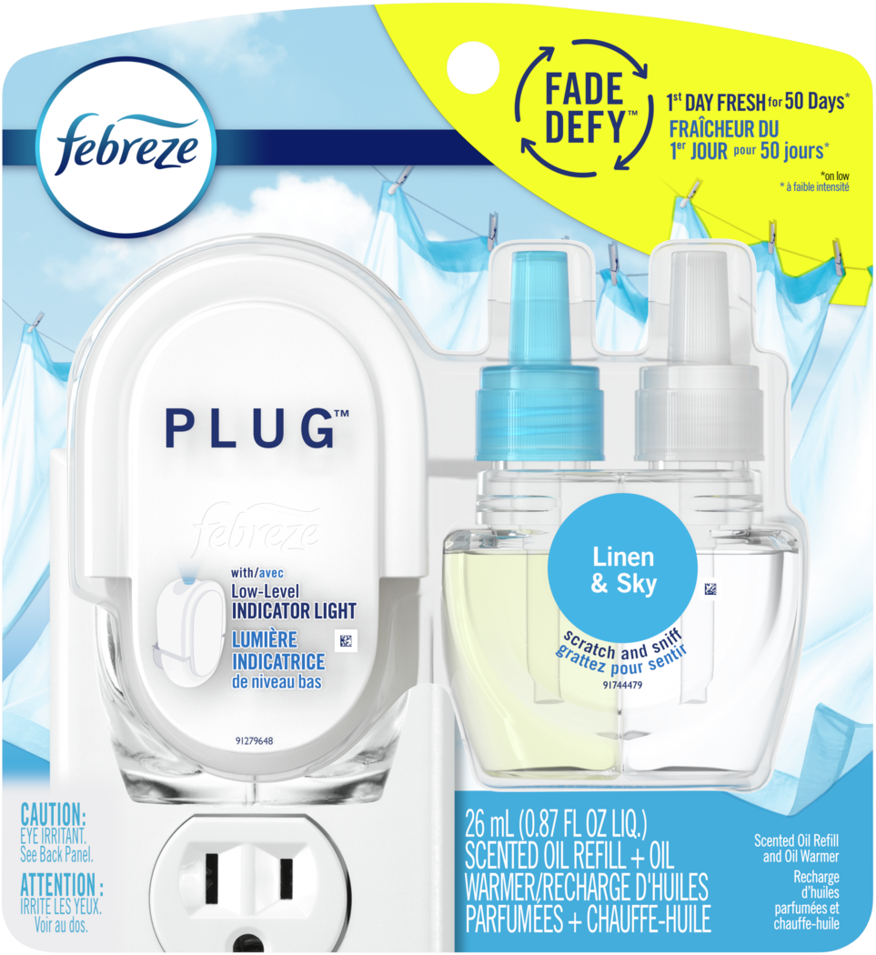 Febreze Plug Linen & Sky Scented Oil Refill and Oil Warmer 26mL - Quecan