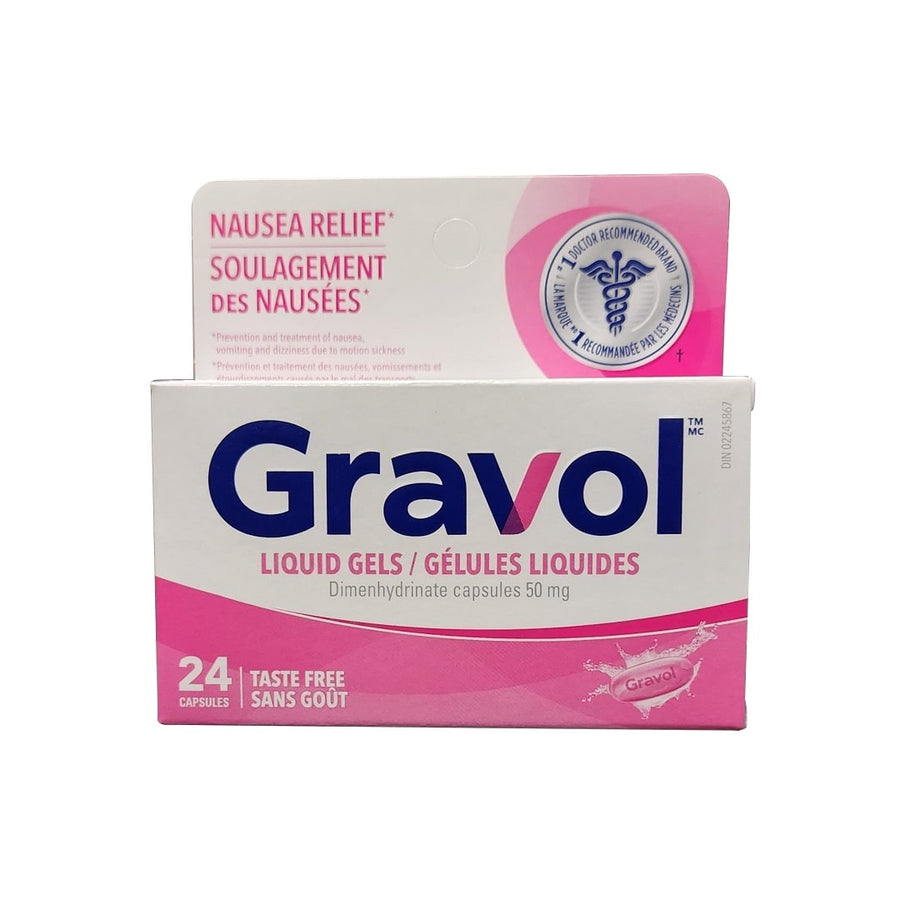 Gravol Ginger Liquid Gels  Capsules 24ct. ( Pack of 6 ) - Quecan