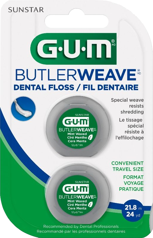 Gum Butlerweave Mint Waxed Dental Floss (21.8m) - Quecan
