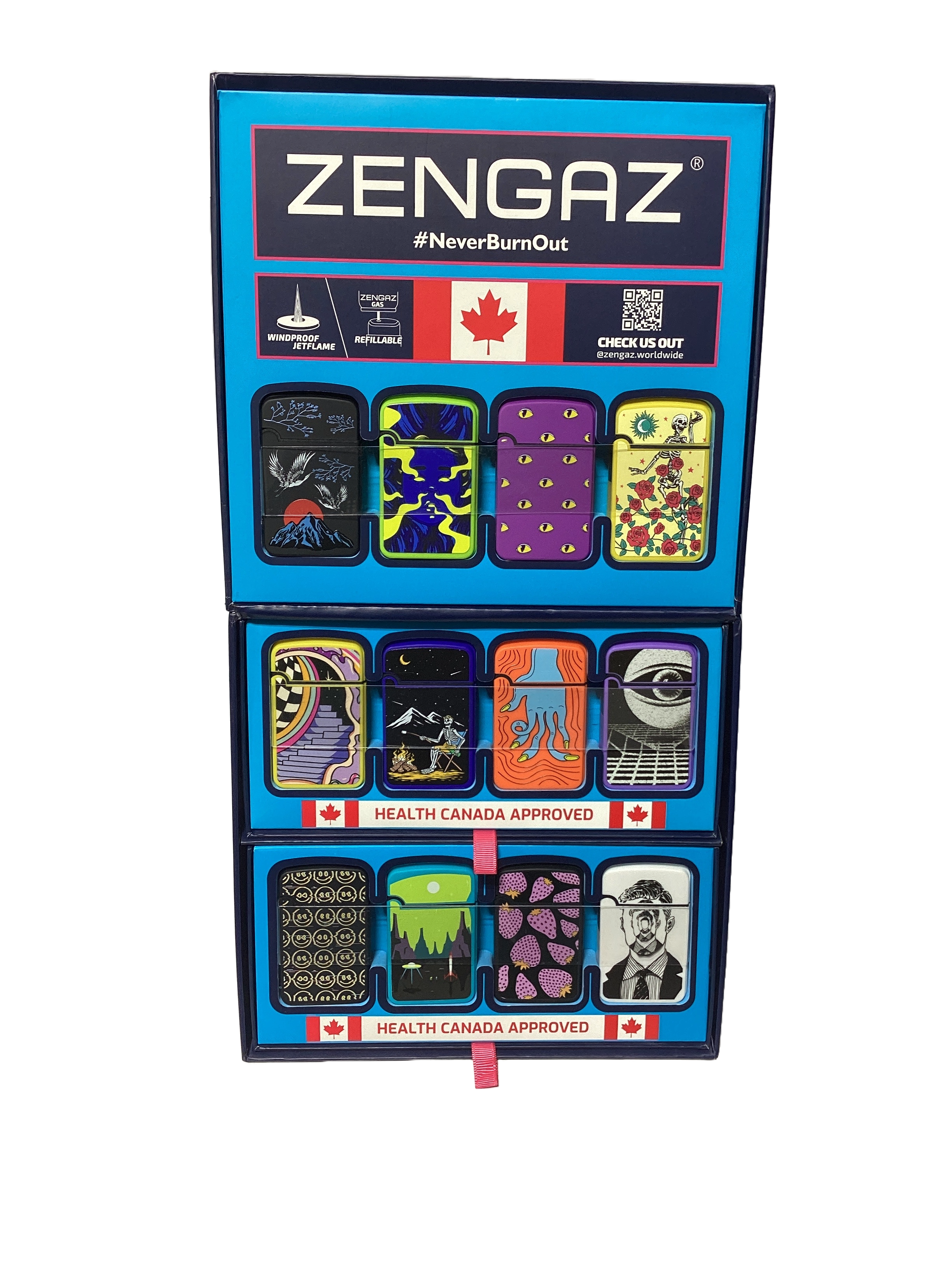 Zengaz (ZL-12) Royal Jet Cube Mixed Design Lighter (Box of 48