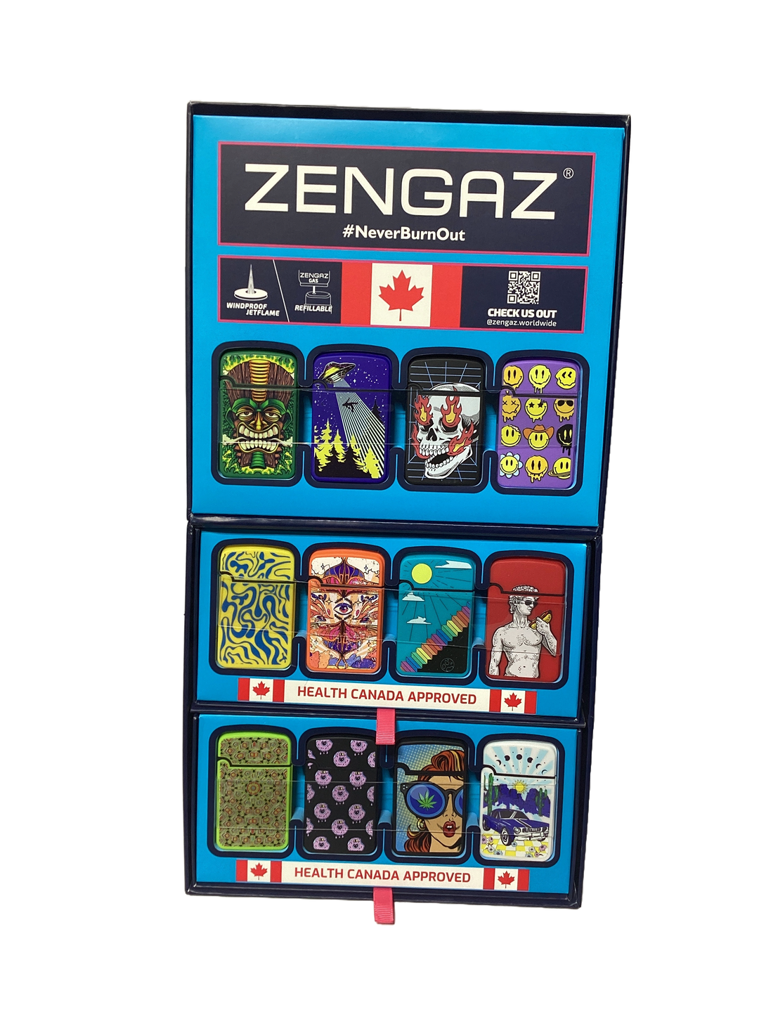 Zengaz (ZL-12) Royal Jet Cube Mixed Design Lighter (Box of 48) - Quecan