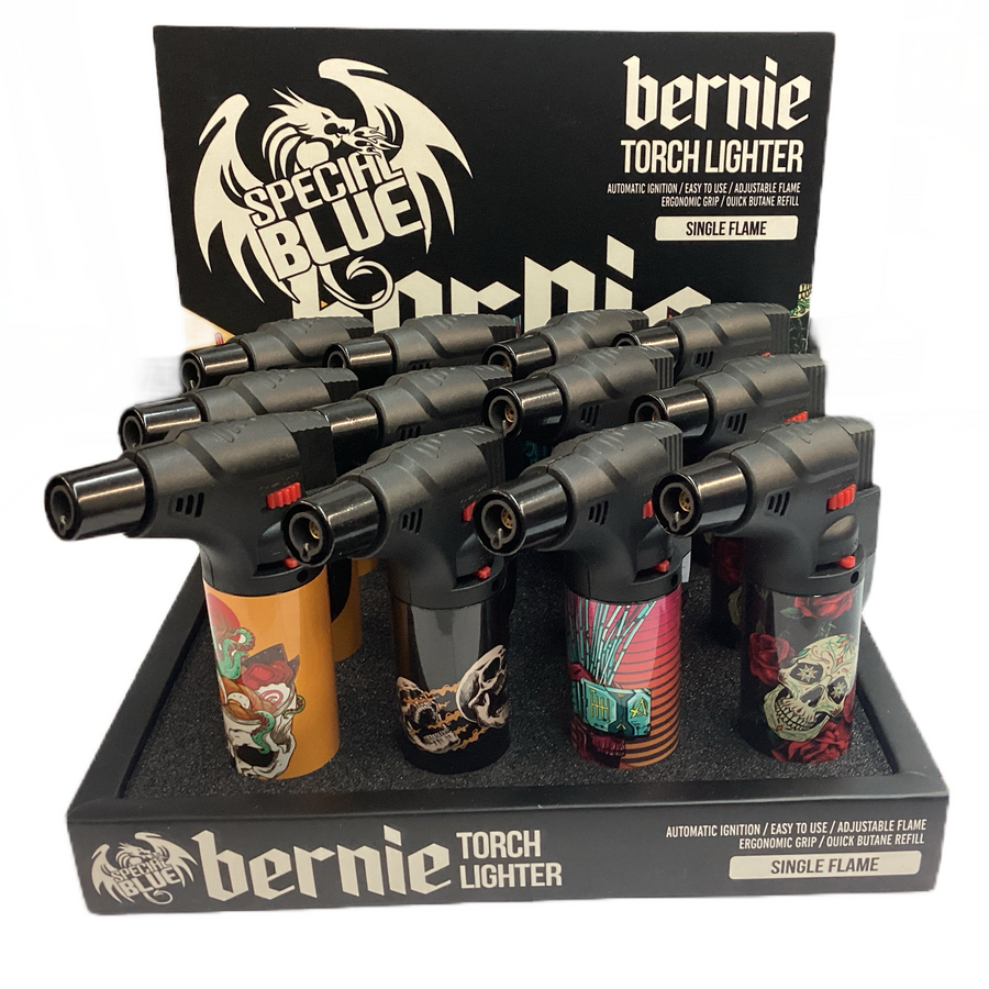 Bernie Single Flame Torch Lighter - (Pack of 12) - Quecan