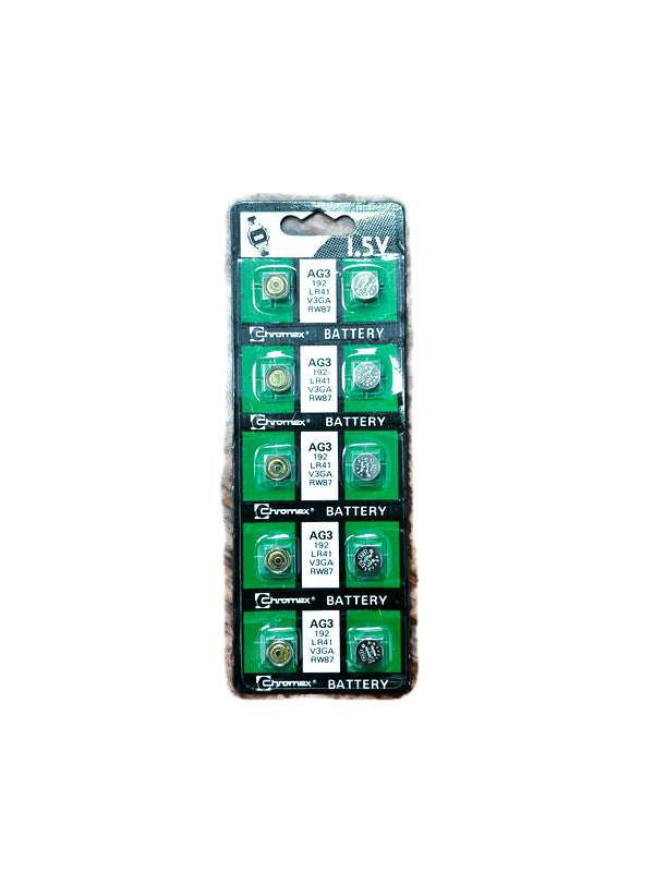Chromex - Alkaline 1.5V Watch Batteries AG3 (Pack of 10) - Quecan