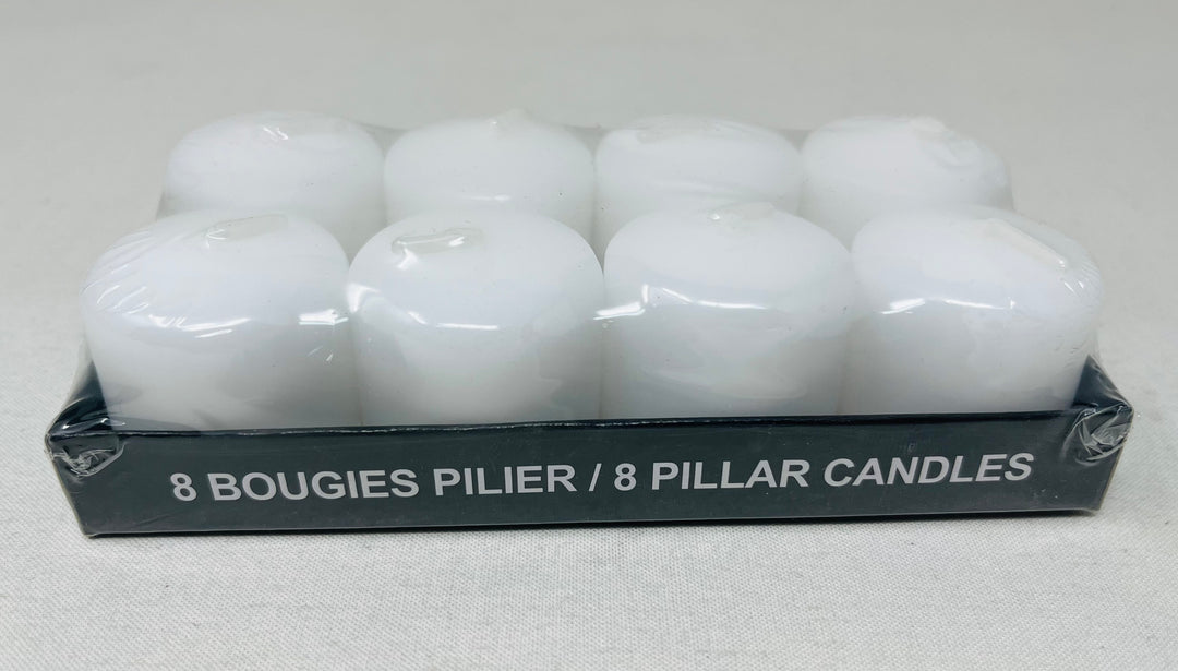 Unscented Pillar Candle (Pack of 8) - Quecan