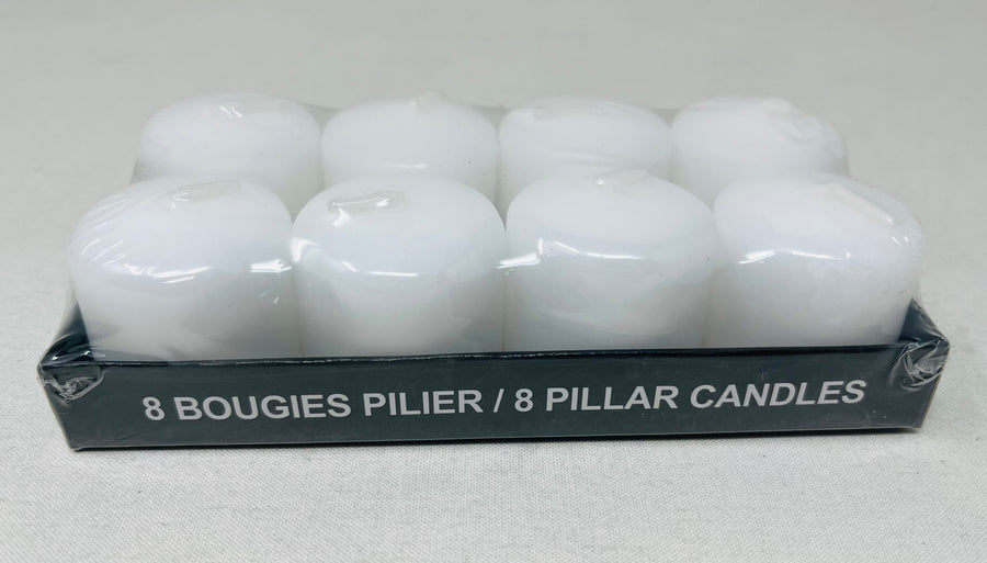 Unscented Pillar Candle (Pack of 8) - Quecan