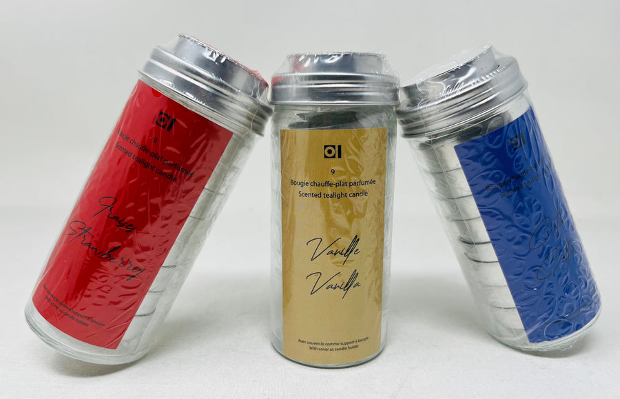 Tea Light Scented Candles with Candle Holder (Pack of 9) - Quecan