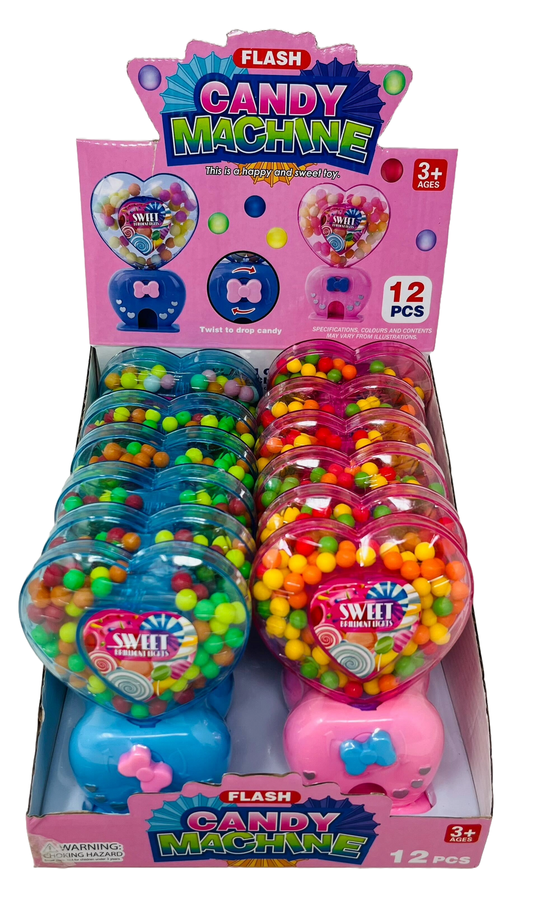 Sour City Flash Heart Shaped Candy Machine (Box of 12) - Quecan