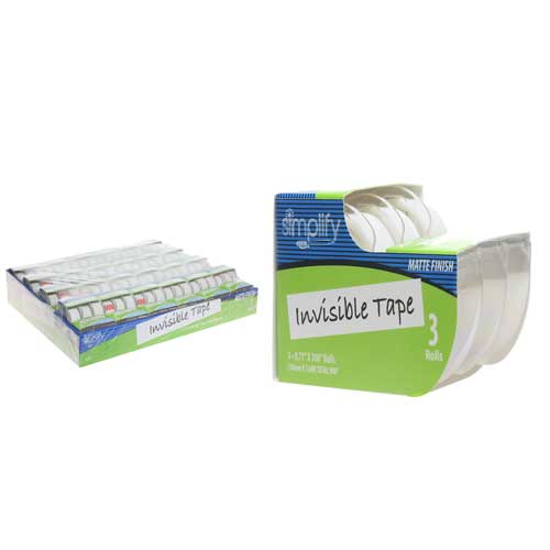Simplify Invisible Tape (3/4"X300" Roll)(Pack of 3 Rolls) - Quecan