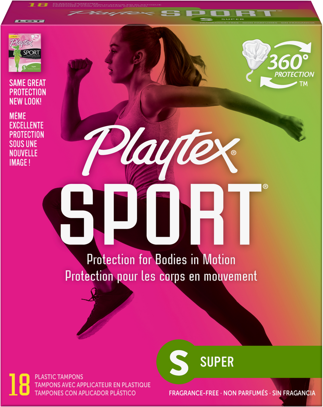 Playtex Sport Super Fragrance-Free Plastic Tampons (18ct) - Quecan