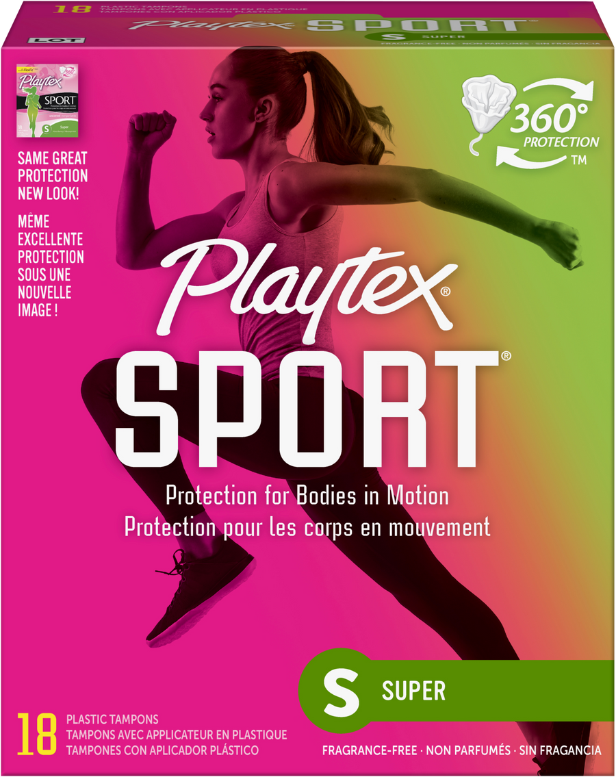 Playtex Sport Super Fragrance-Free Plastic Tampons (18ct) - Quecan