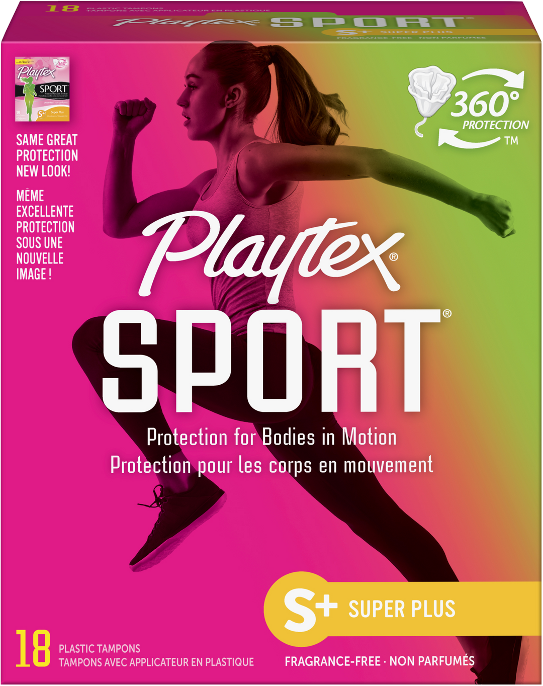Playtex Sport Super Plus Fragrance-Free Plastic Tampons (18ct) - Quecan