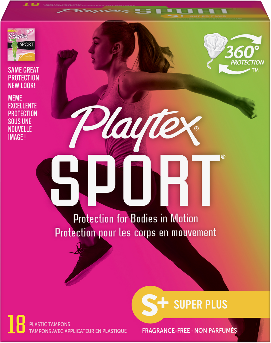 Playtex Sport Super Plus Fragrance-Free Plastic Tampons (18ct) - Quecan