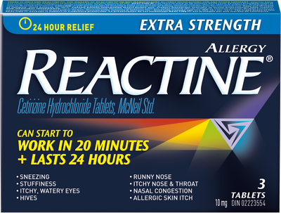 Reactine E/S Allergy Cetirizine Hydrochloride Tablets 10mg 3ct (Pack of 6 ) - Quecan