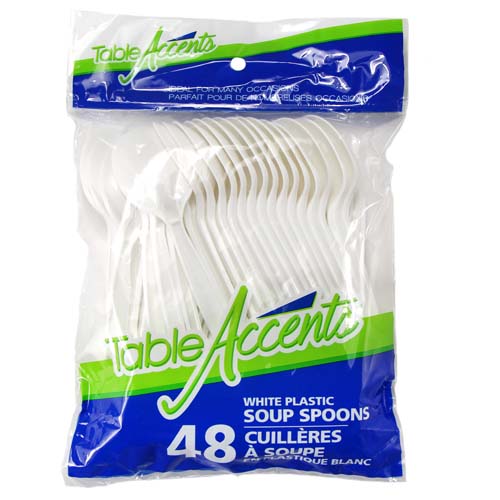 Table Accents 48 White Soup Spoons - Quecan