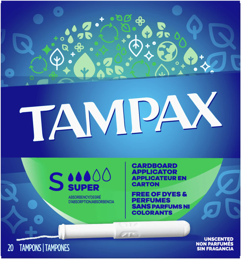 Tampax Cardboard Applicator Super Tampons Unscented 20ct ( 6Pack) - Quecan