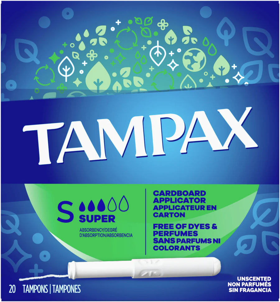 Tampax Cardboard Applicator Super Tampons Unscented 20ct ( 6Pack) - Quecan