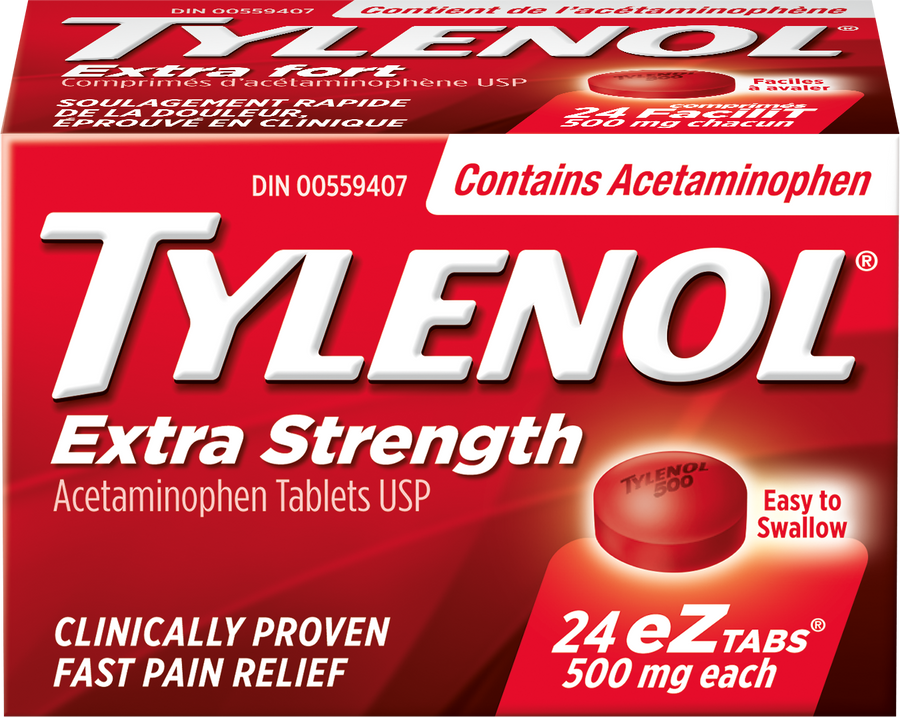 Tylenol Extra Strength EZtabs Acetaminophen Tablets USP 500mg 24ct ( Pack of 6 ) - Quecan