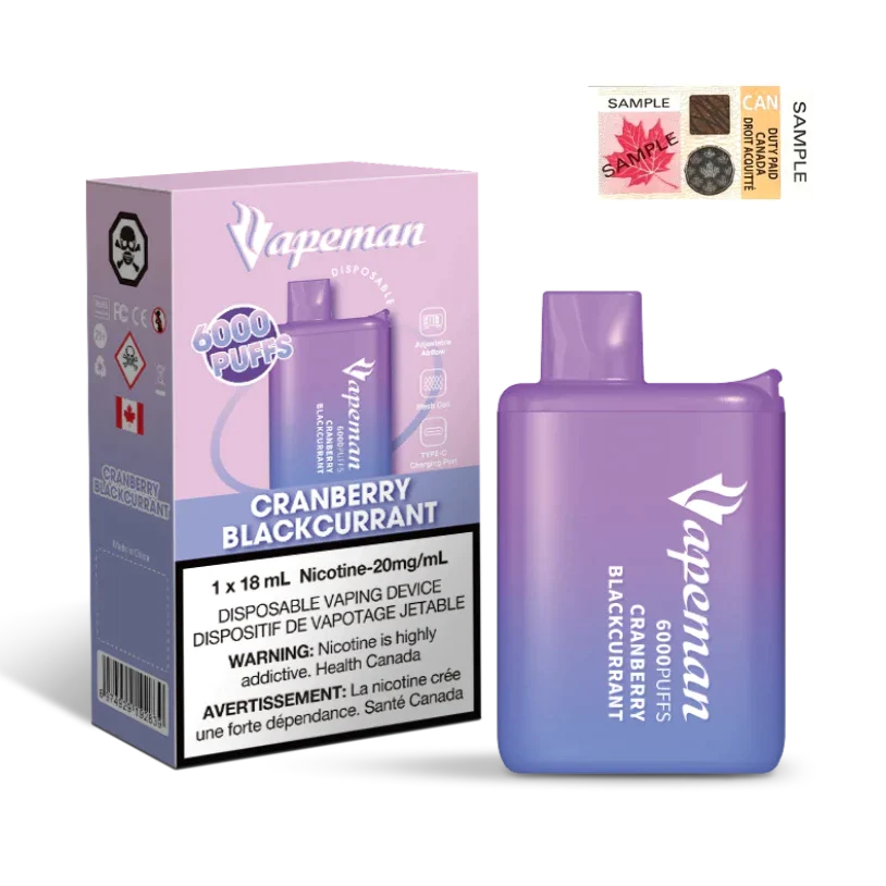 VAPEMAN 6000 Puffs Disposable Device - Single (20mg/ml) (STAMPED) - Quecan
