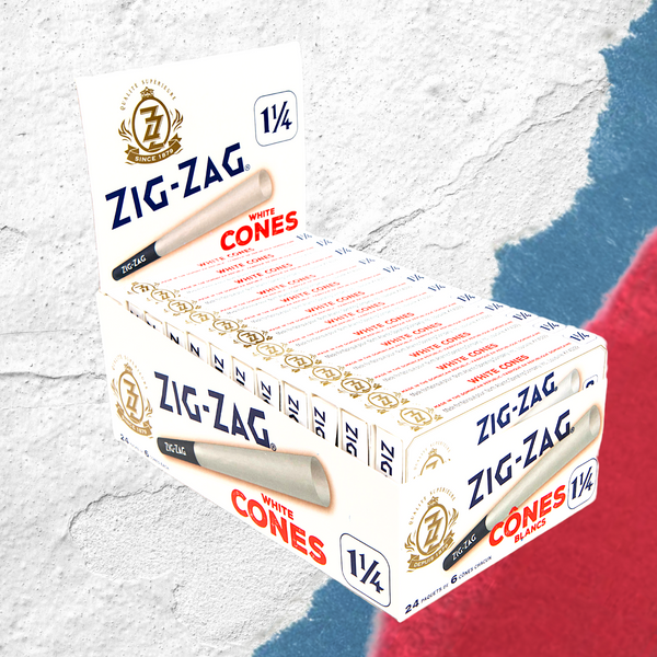 Zig-Zag 1 1/4 6 White Cones (Box of 24) - Quecan