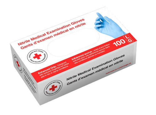 Canadian Red Cross Disposable Medical Nitrile Gloves (Pack of 100) - Quecan