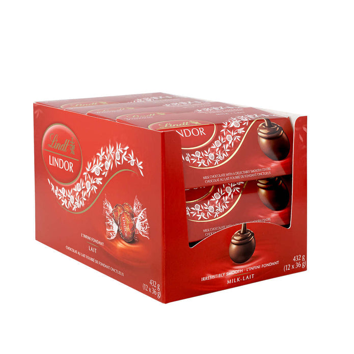 LINDT LINDOR MILK CHOCOLATE TRUFFLES (12 × 36 G) - Quecan