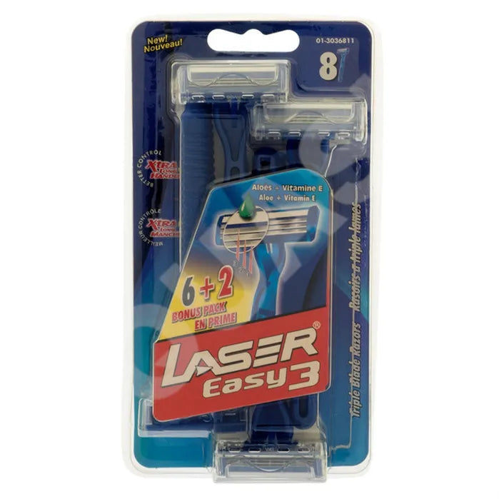 Laser Easy 3 Razors(6+2=8 ct.) - Quecan