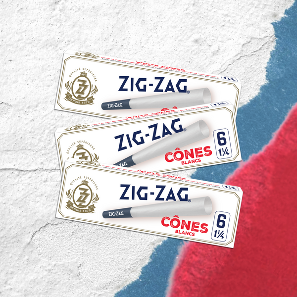 Zig-Zag 1 1/4 6 White Cones (Box of 24) - Quecan