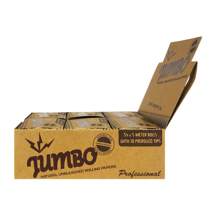 Jumbo 5 Meter Rolls Unbleached with Pre-Rolled Tips (12pcs/display) - Quecan
