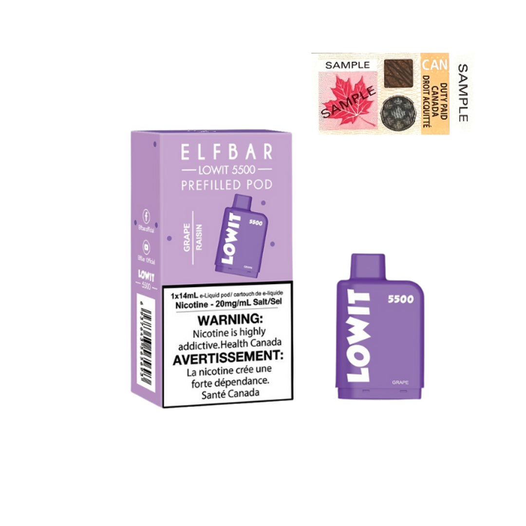 ELF Bar LOWIT 5500 Prefilled Pods - (20mg/ml)  (STAMPED) - Quecan
