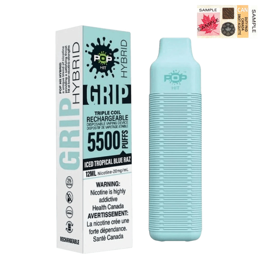 Pop Hybrid Grip 5500 Puff Rechargeable Vape Device  - (20mg/ml) (STAMPED) - Quecan