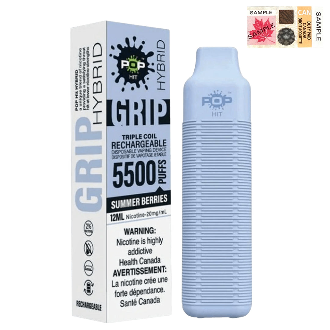 Pop Hybrid Grip 5500 Puff Rechargeable Vape Device  - (20mg/ml) (STAMPED) - Quecan