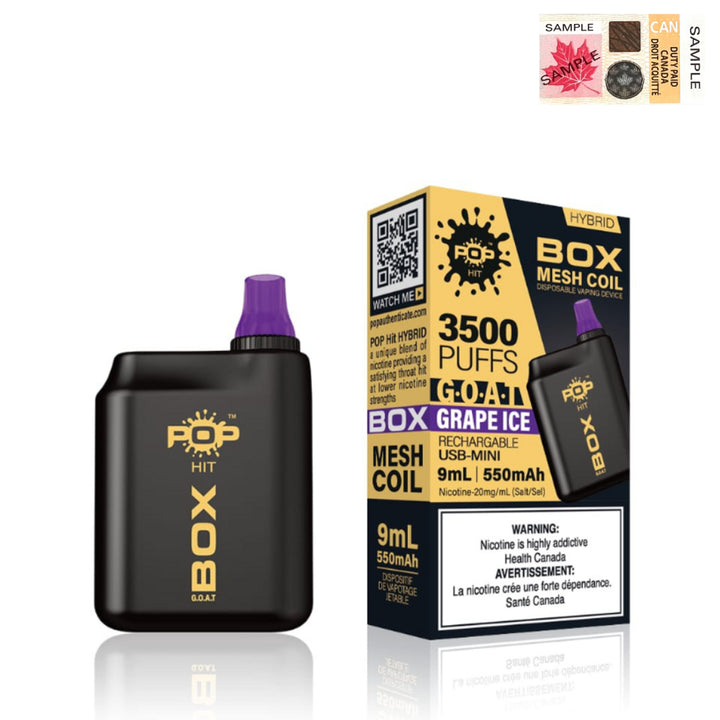 Pop Hybrid Box G.O.A.T 3500 Puff Rechargeable Vape Device - (20mg/ml)(STAMPED) - Quecan